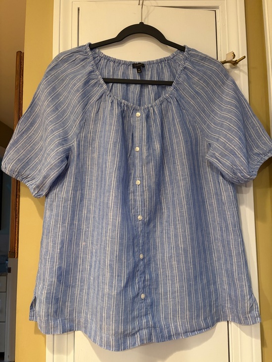 Talbots Tops - Talbots Blue and White Striped Button-Down Peasant Top